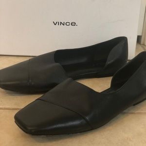 Vince black leather flats